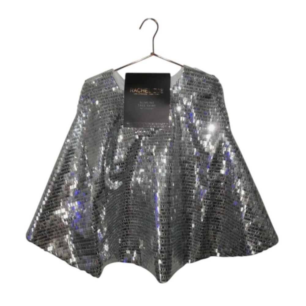 Rachel Zoe Christmas Tree Skirt Disco Silver Sequins 48" Slimline NWT